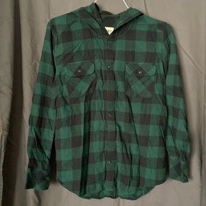 Small Hooded Forest Green TNA Flannel